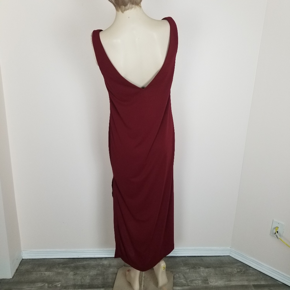 Vintage BCBG maxazria v neck dark red maxi dress 90s Y2K Grunge Whimsigoth - Picture 3 of 10